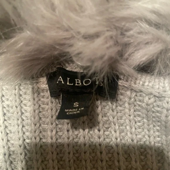 Talbots Gray Knit Vest with Faux Fur Trim - Picture 2 of 5